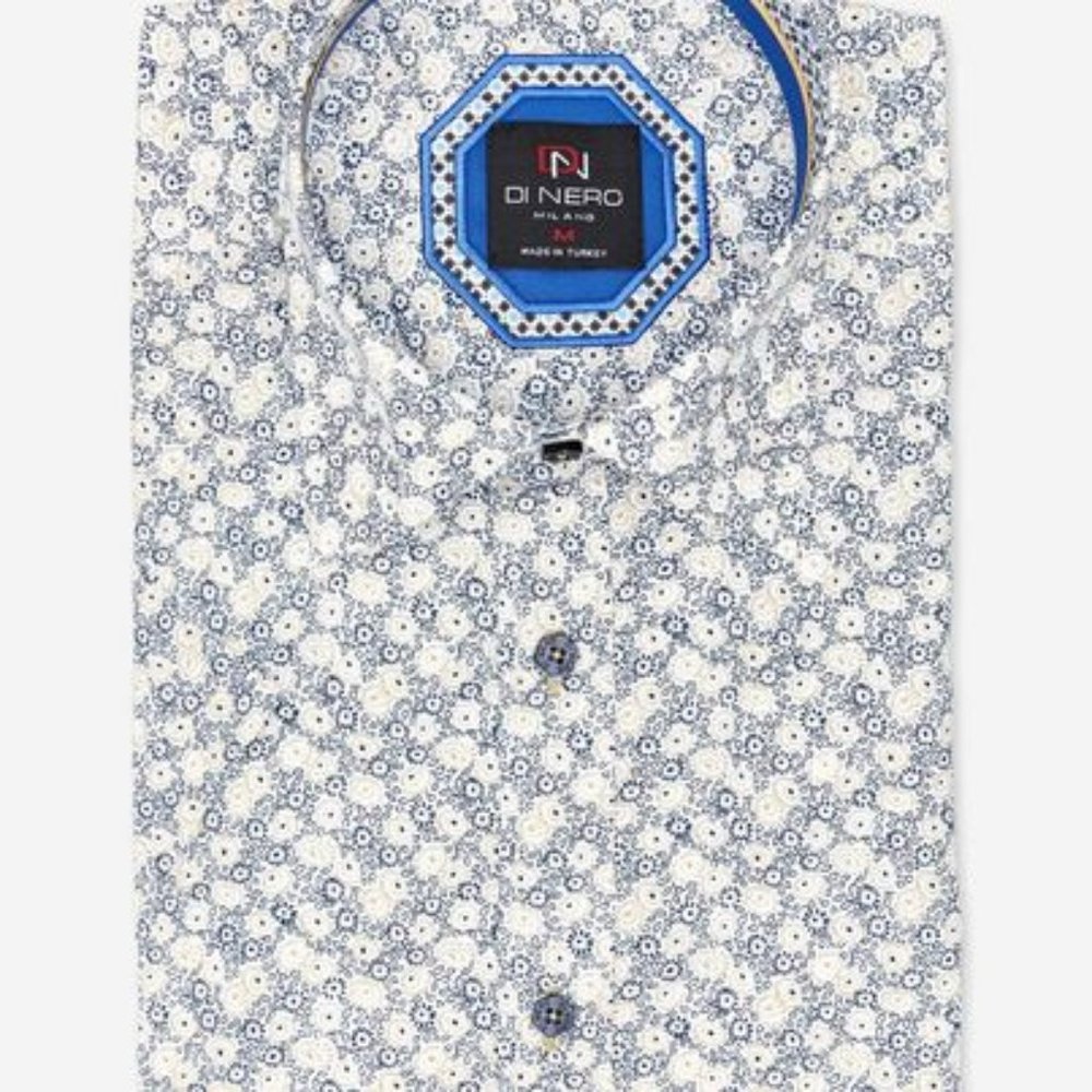 Shirt New 3XL DI NERO Milano Size  Mens Shirt Blue White Italy